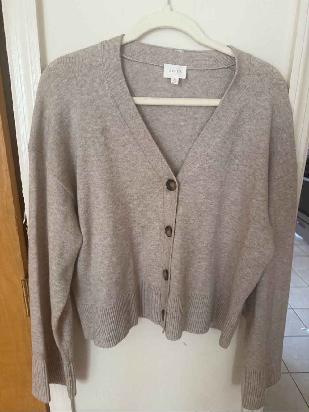 Light Beige Knit Cardigan Size L